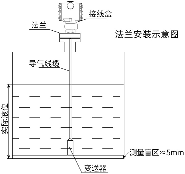 投入式液位計(jì)法蘭安裝示意圖